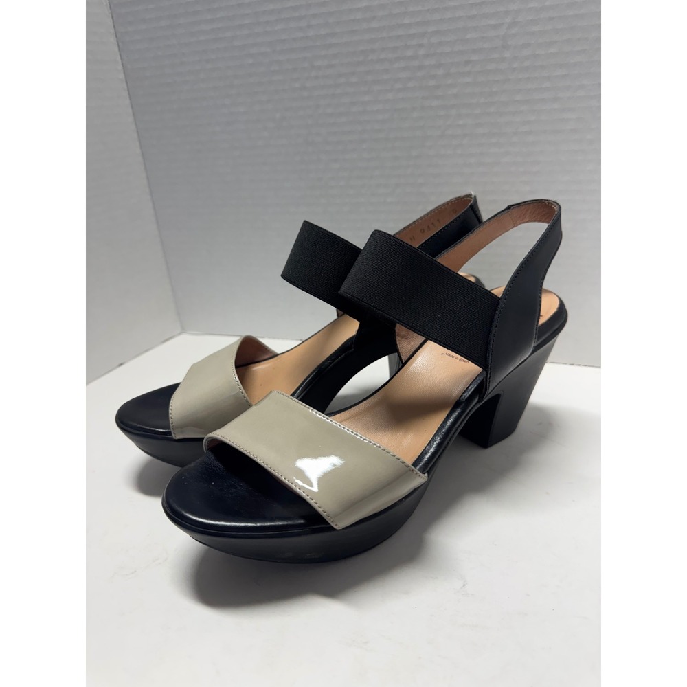 Wonders‎ Mas Amor Por Favor Platform Sandals Black Beige Leather Spain 39 8.5